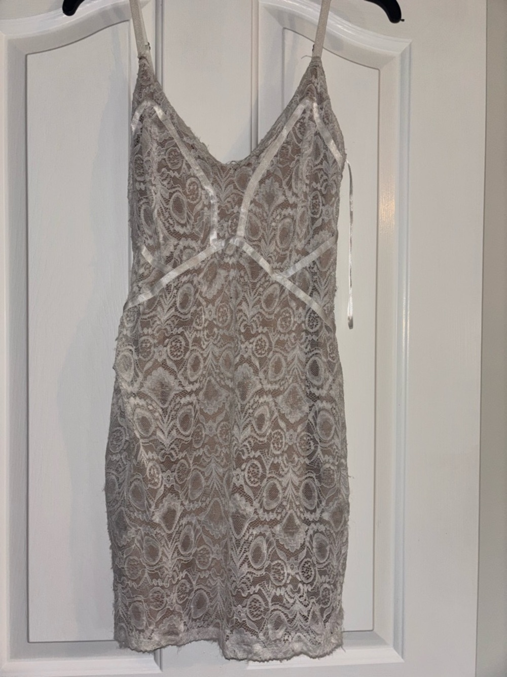 Guess Lace Slip Dress in Beige and White